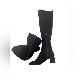 Black Zara Suede Knee-High Boots